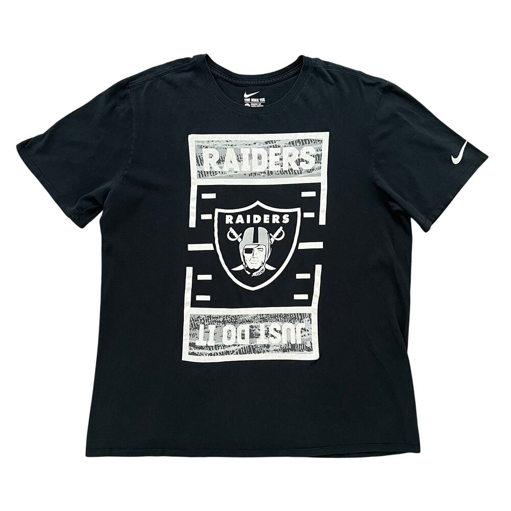 Nike Just Do It Las Vegas Raiders NFL Football Fan Black T Shirt‎ Size XL